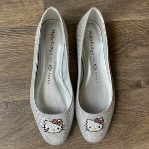 Hello Kitty x Katy Perry Silver Crystal Ballet Flats Size 9.5